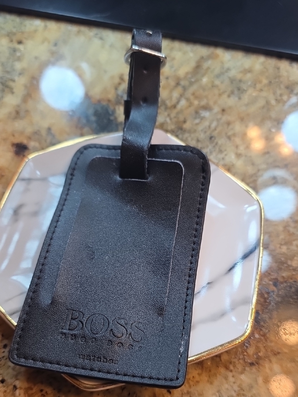 Hugo Boss Black Leather Luggage Tag